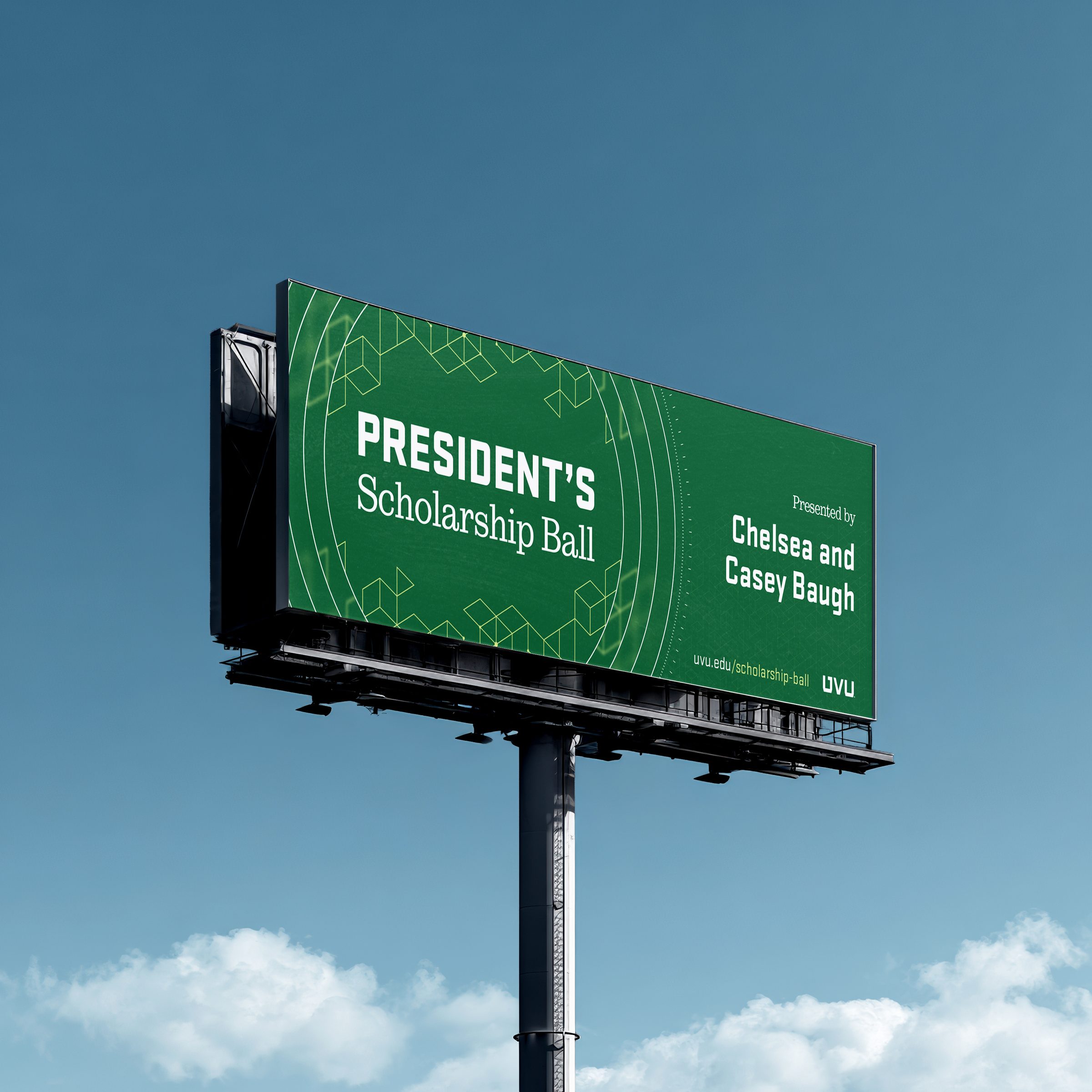 UCCU Center marquee thanking the Presidential Sponsors